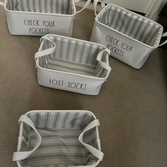 rae dunn cream/ off white laundry storage organization basket bin sorter nwot - Picture 5 of 9